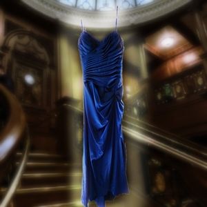 Sapphire Blue long satin dress